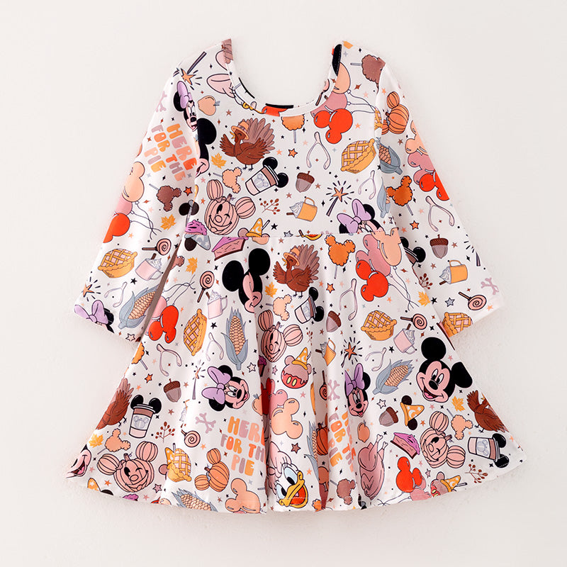 （In Stock E30-1-3）Girls Thanksgiving Print Dress