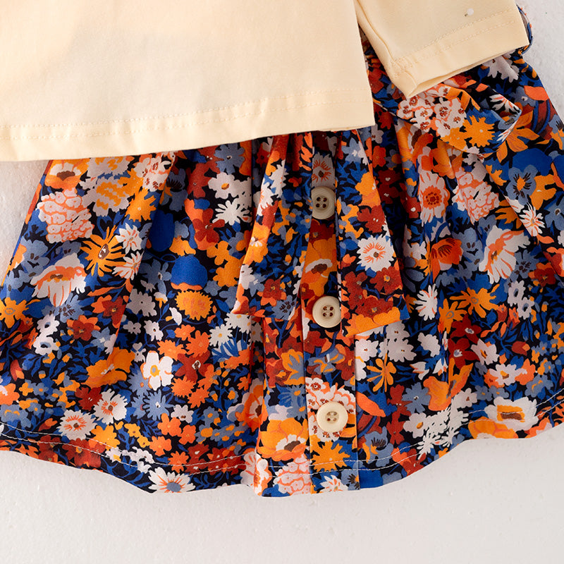 （In Stock L25-4-3）Girls Thanksgiving Print Skirt Set