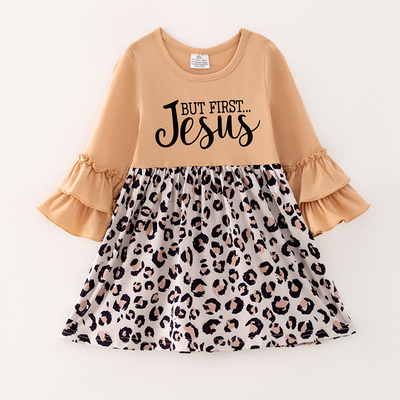 （In Stock G27-3-2）Girls Fall Jesus Print Dress