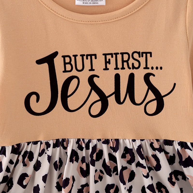 （In Stock G27-3-2）Girls Fall Jesus Print Dress