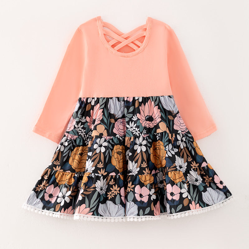 （In Stock G27-3-2）Girls Fall Floral Print Dress