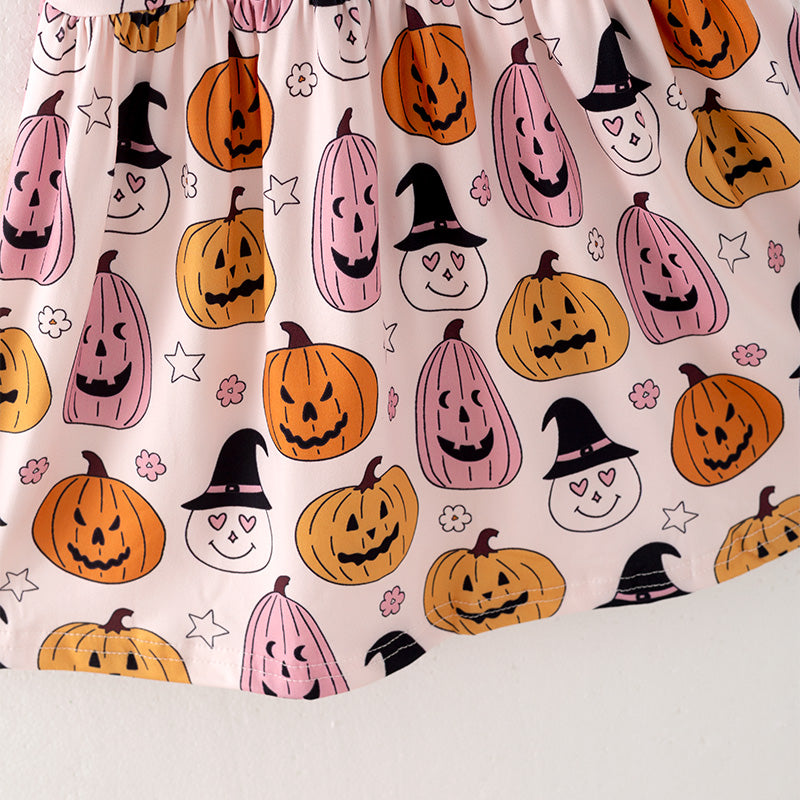 （In Stock E31-1-2）Girls Halloween Print Dress