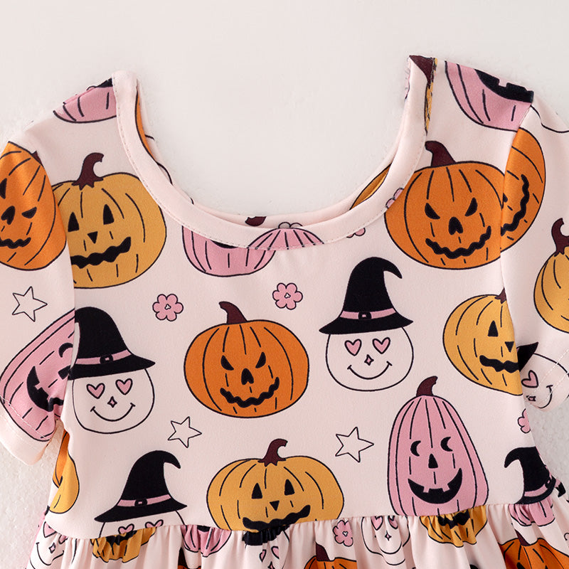 （In Stock E31-1-2）Girls Halloween Print Dress