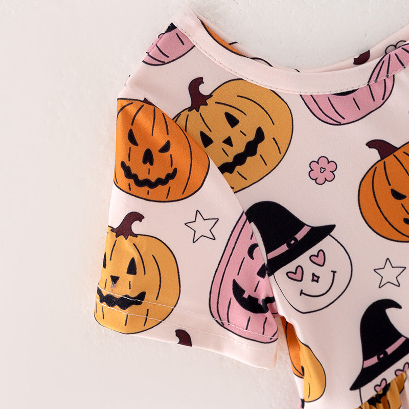 （In Stock E31-1-2）Girls Halloween Print Dress