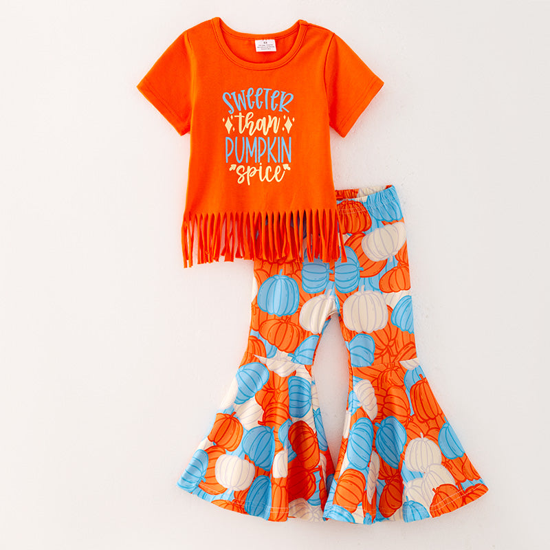 （In Stock E31-1-3）Girls Thanksgiving Print Outfit Set