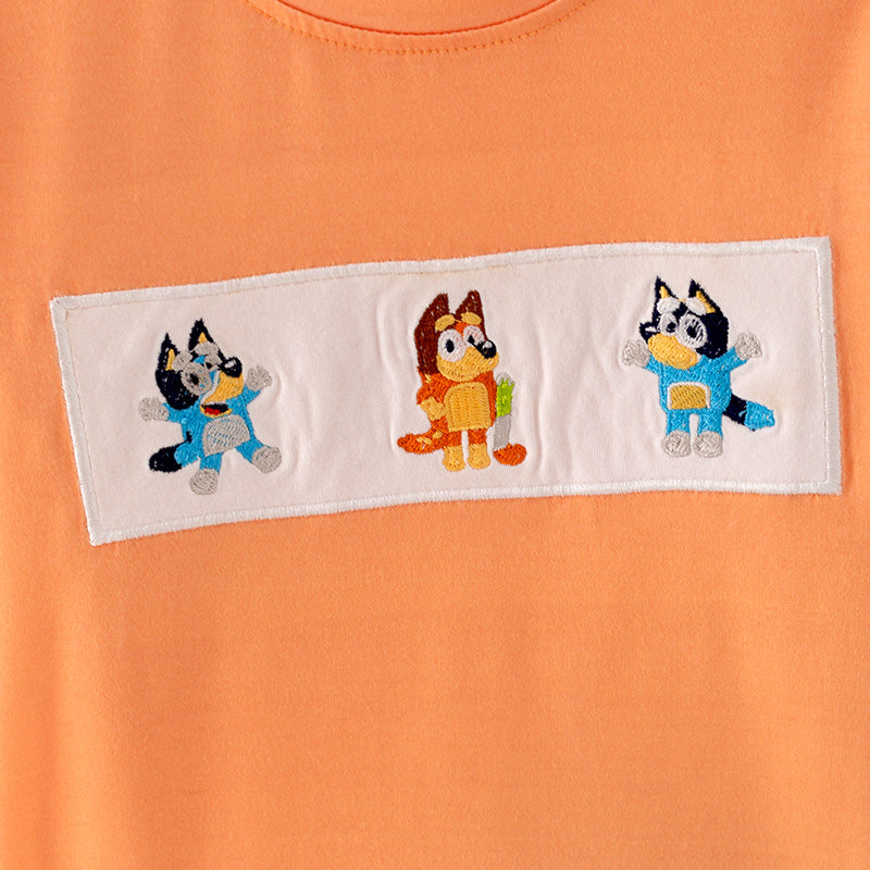 （In Stock A5-7-3）Boys Fall Cartoon Embroidery Outfit Set