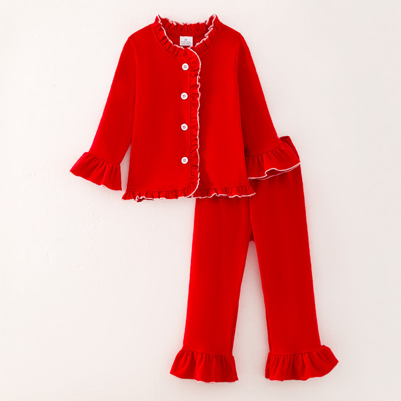 （In Stock A2-7-3）Girls Christmas Red Pajama Set