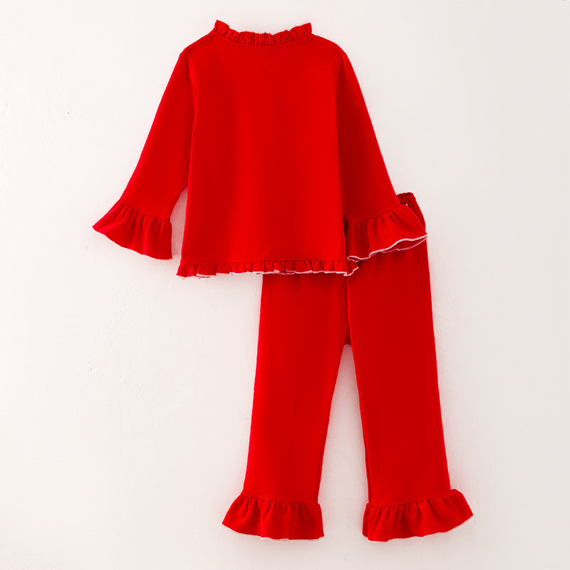 （In Stock A2-7-3）Girls Christmas Red Pajama Set