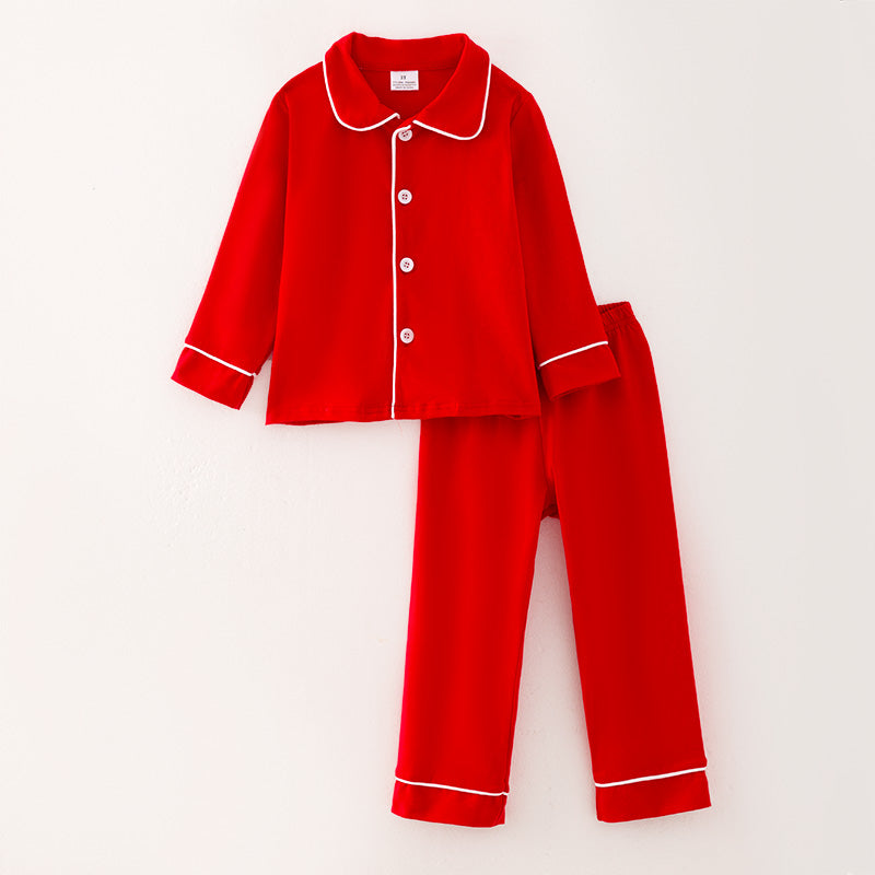 （In Stock A5-7-2）Boys Christmas Red Pajama Set