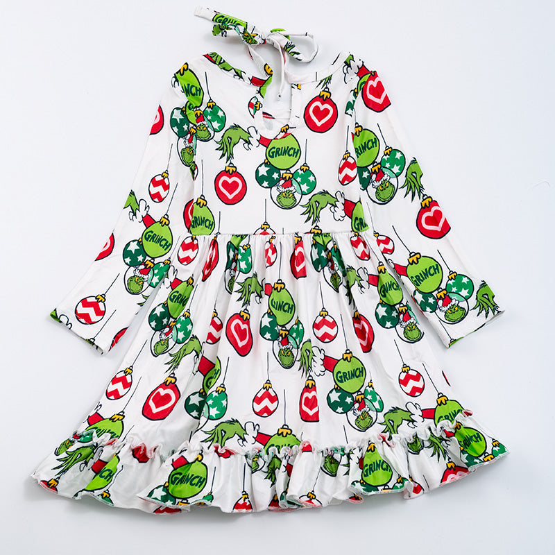 （In Stock G14-02-01）Grinch long sleeve dress