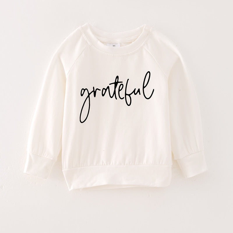 （In Stock Q5-2-1）Girls Thanksgiving Grateful Print Top