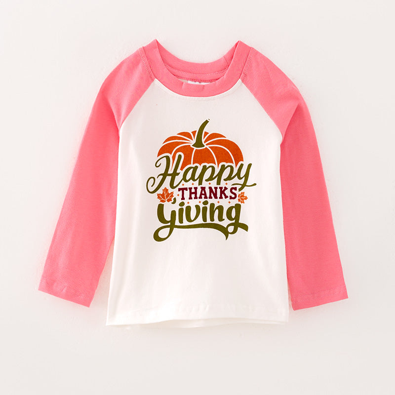 （In Stock Q5-2-1）Boys Thanksgiving Pumpkin Print Top