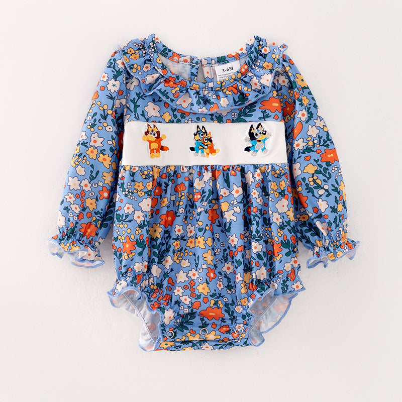 （In Stock L23-4-1）Baby Girls Fall Cartoon Embroidery Romper