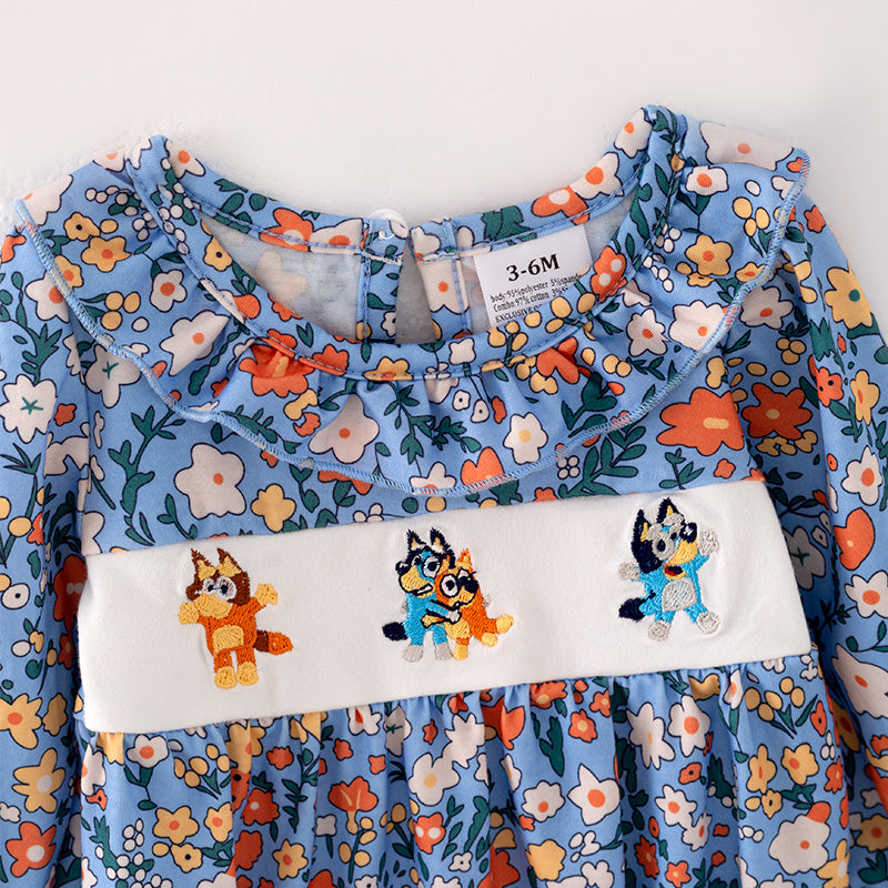 （In Stock L23-4-1）Baby Girls Fall Cartoon Embroidery Romper