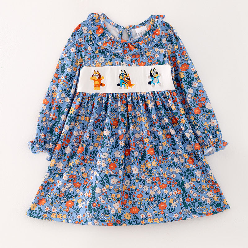 （In Stock L23-4-2）Girls Fall Cartoon Embroidery Dress