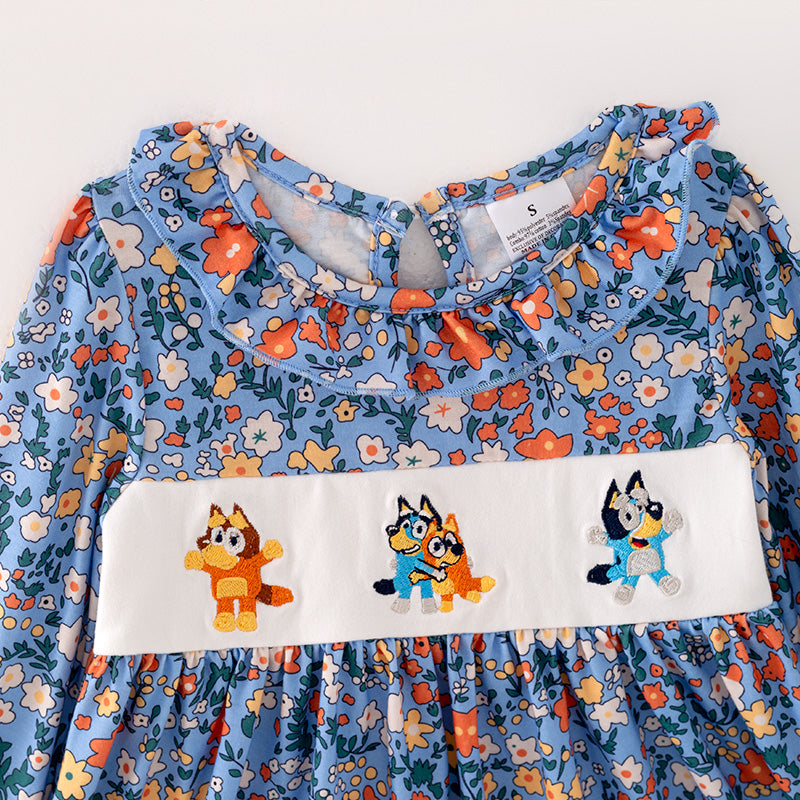 （In Stock L23-4-2）Girls Fall Cartoon Embroidery Dress