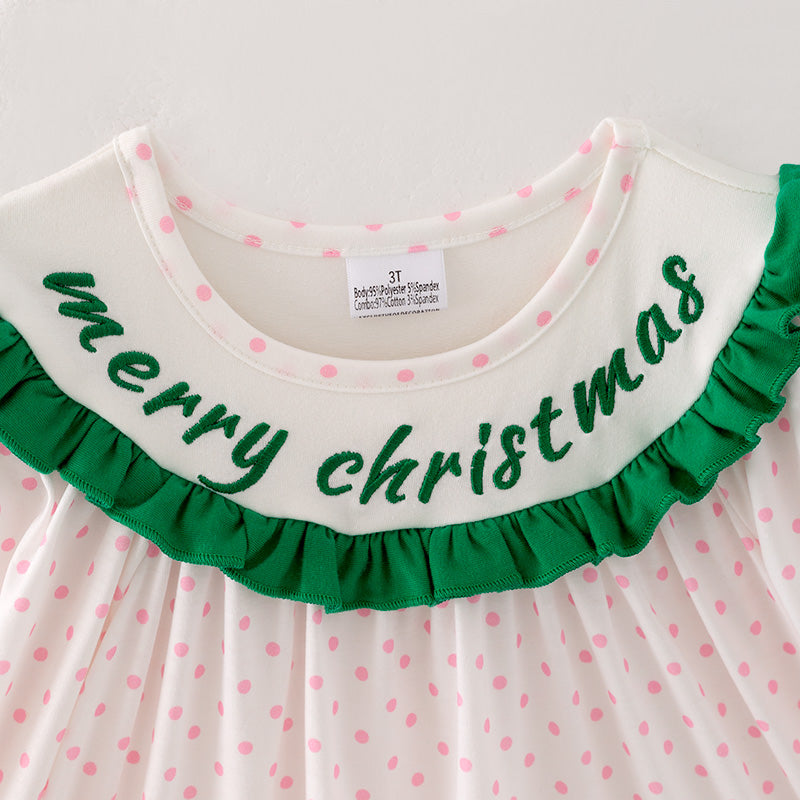 （In Stock E28-2-3）Girls Christmas Applique Dress