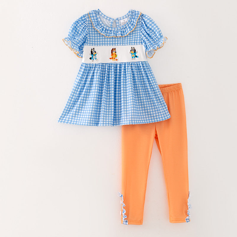 （In Stock E28-1-2）Girls Fall Cartoon Embroidery Outfit Set