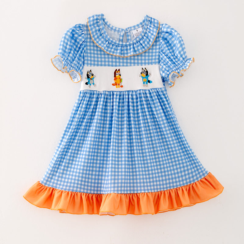 （In Stock E28-1-2）Girls Fall Cartoon Embroidery Dress