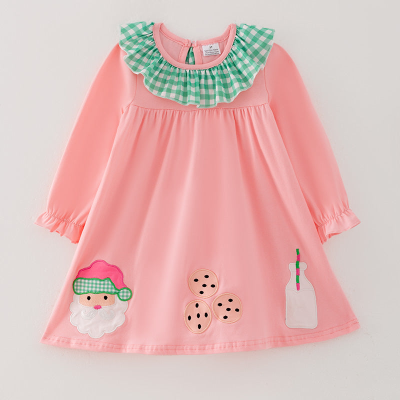 （In Stock E25-2-1）Girls Christmas Applique Dress