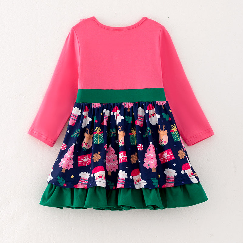 （In Stock L36-5-3）Girls Christmas Print Dress