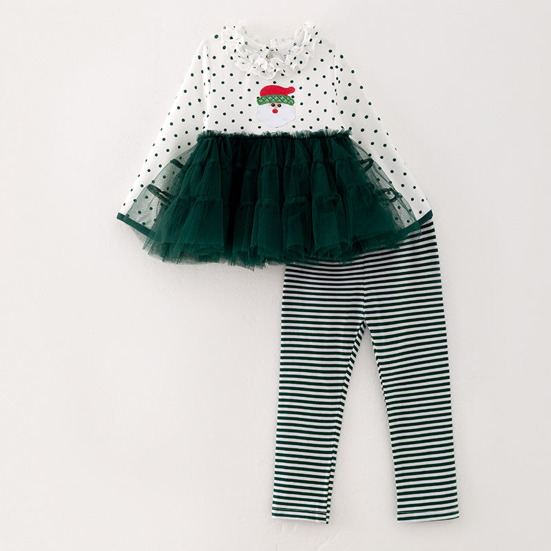 （In Stock L12-2-2）Girls Christmas Applique Outfit Set