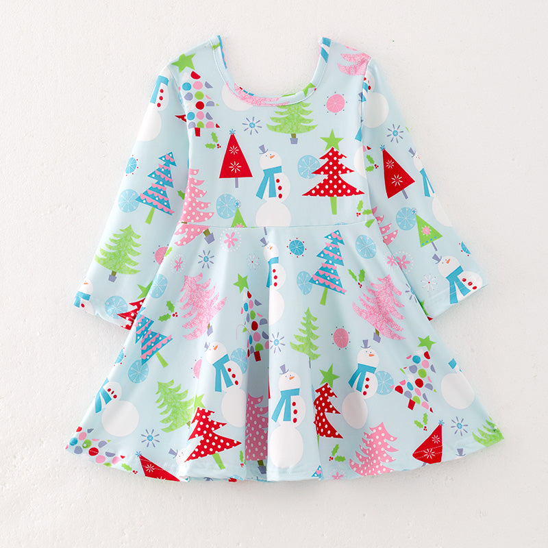 （In Stock L26-5-2）Girls Christmas Print Dress