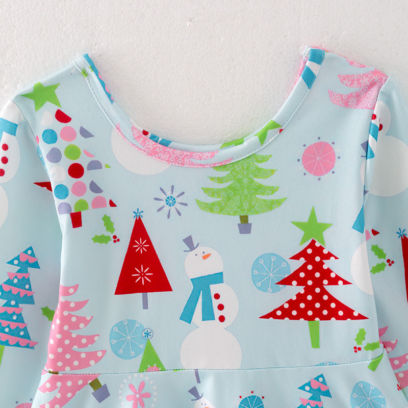 （In Stock L26-5-2）Girls Christmas Print Dress