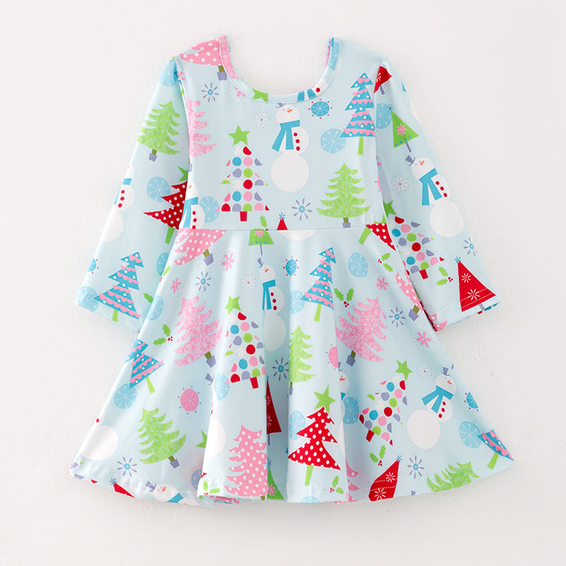 （In Stock L26-5-2）Girls Christmas Print Dress