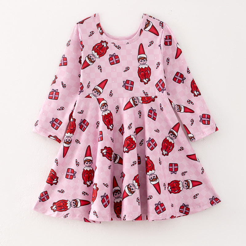 （PRE ORDER）Girls Christmas Cartoon Print Dress