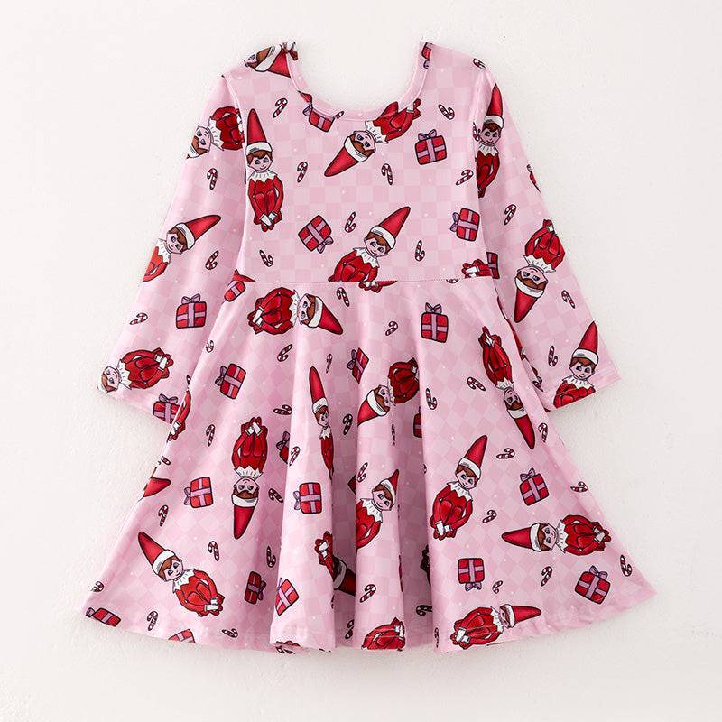 （PRE ORDER）Girls Christmas Cartoon Print Dress