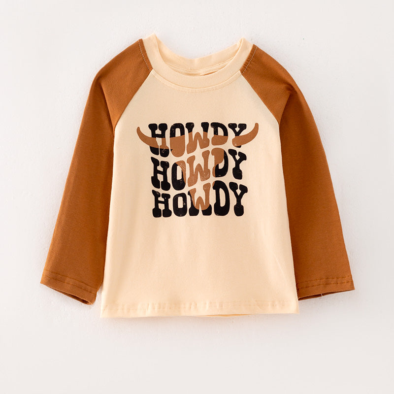 （In Stock E28-1-3）Boys Fall HOWDY Print Cotton Top