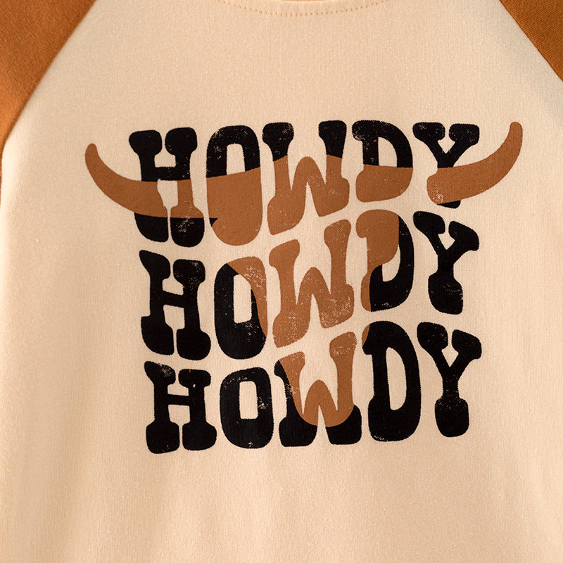 （In Stock E28-1-3）Boys Fall HOWDY Print Cotton Top