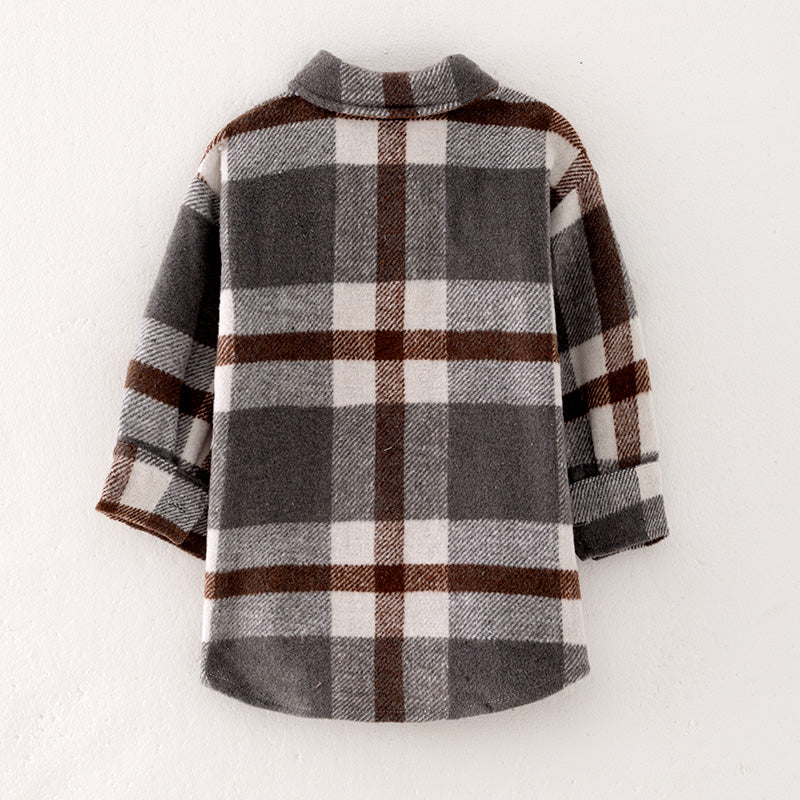 （In Stock E28-5-1）Mommy and Me Fall and Winter Long Plaid Coat