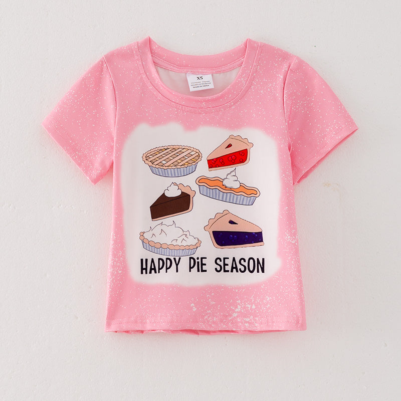 （In Stock E27-1-1）Girls Fall Happy Pie Season Print Top