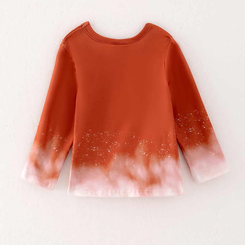 （In Stock E28-5-2）Girls Fall Print Milk Silk Top