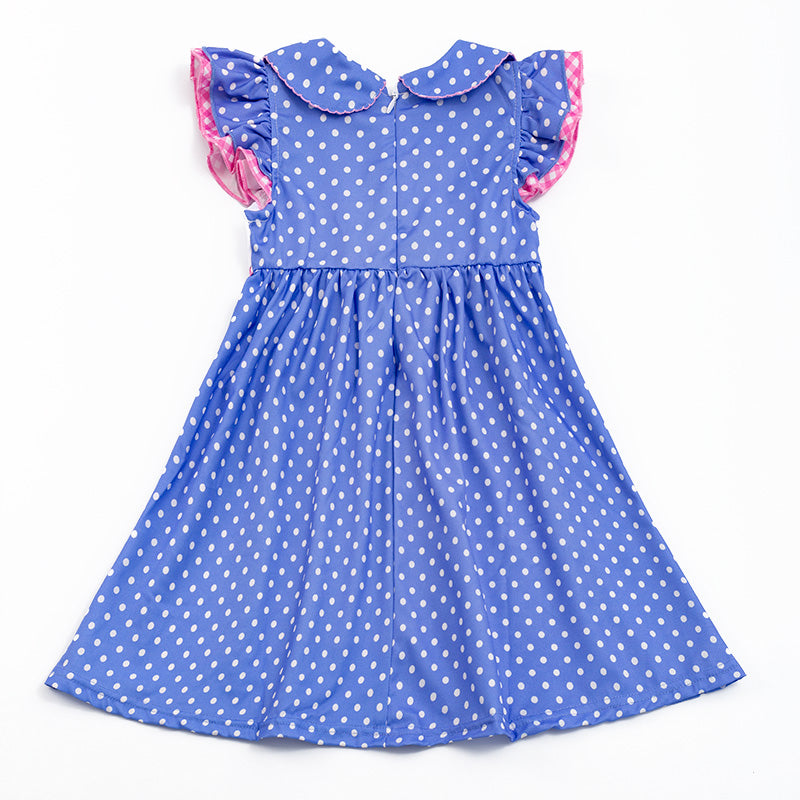 （In Stock E20-4-1）Girls Polka Dot Farm Embroidery Dress