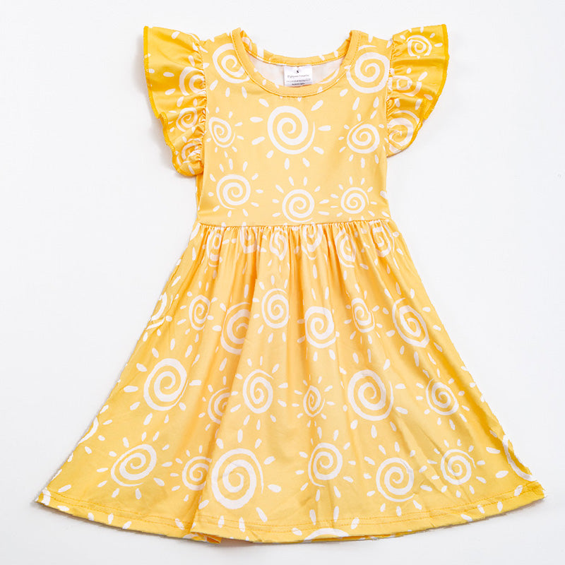 Girls Yellow Print Dress