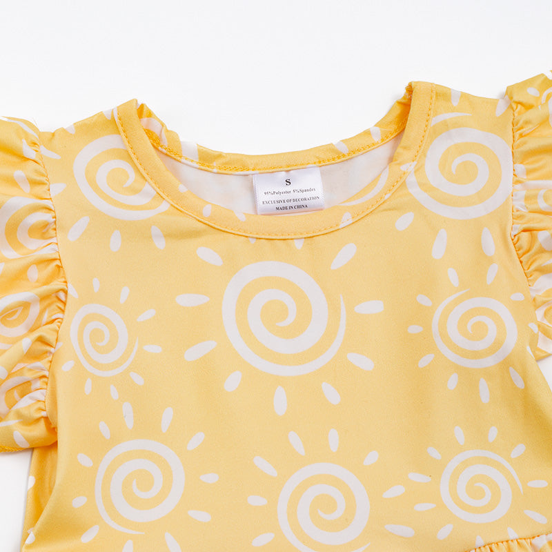 Girls Yellow Print Dress