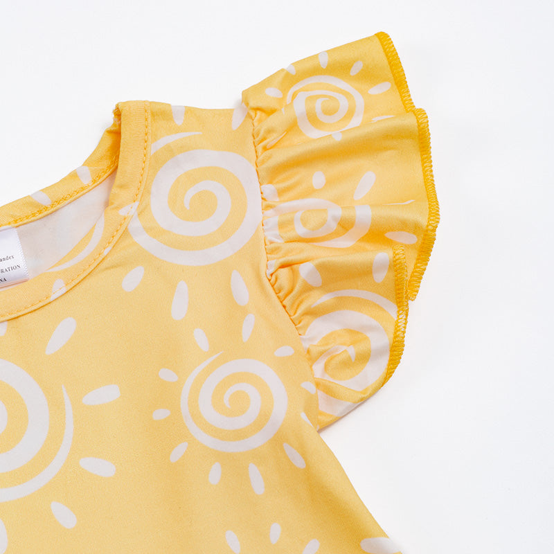 Girls Yellow Print Dress