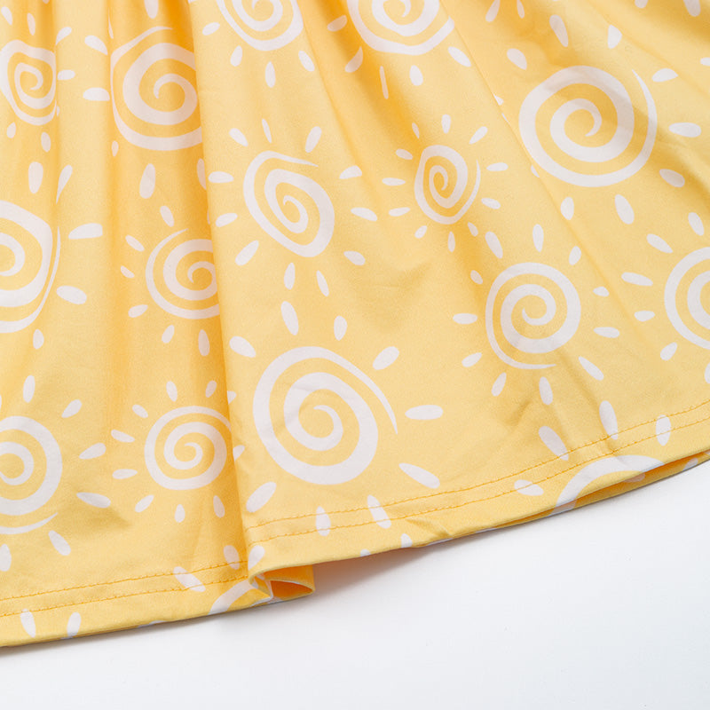 Girls Yellow Print Dress