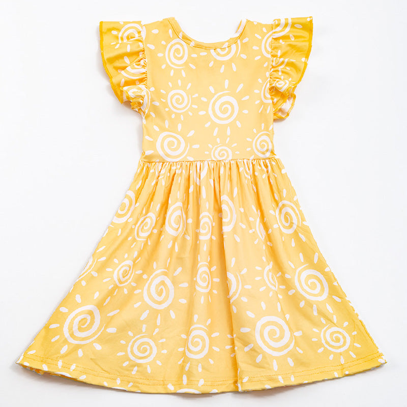 Girls Yellow Print Dress