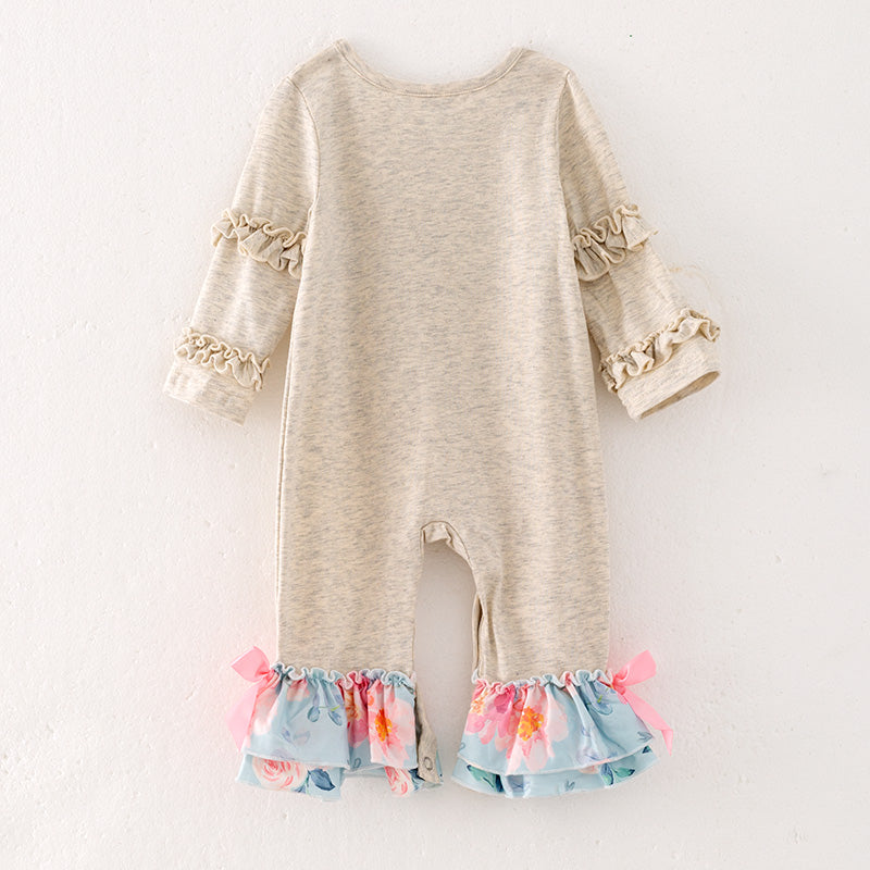 （In Stock Q10-4-2）Baby Girls Fall Cattle Print Romper