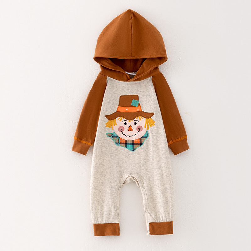 （In Stock Q10-1-1）Baby Boys Fall Scarecrow Applique Romper