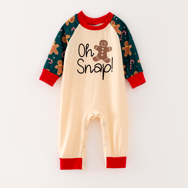 （In Stock L33-1-2）Baby Boys Christmas Gingerbread man Print Romper