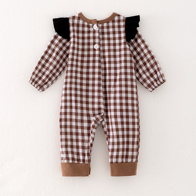 （In Stock Q12-2-1）Baby Girls Fall Cow Applique Romper