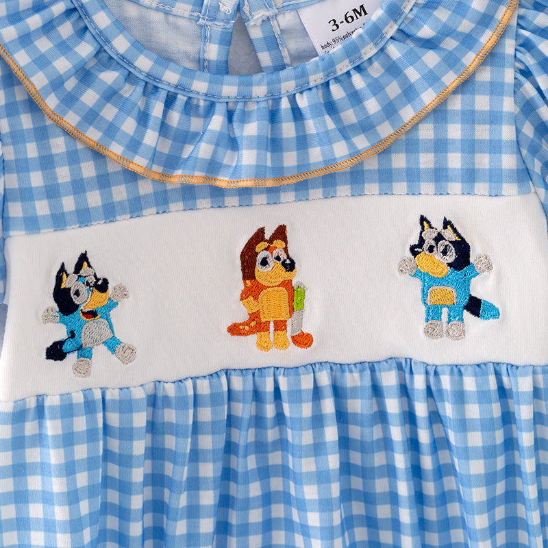 （In Stock E6-2-3）Baby Girls Cartoon Embroidery Romper