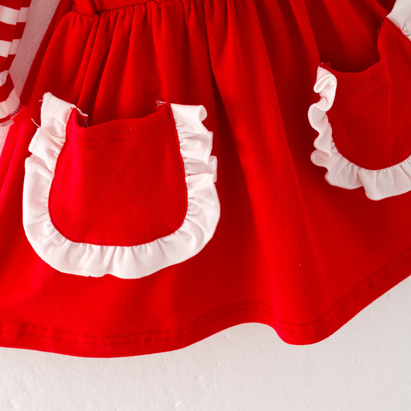 （In Stock Q13-2-1）Girls Christmas Applique Cotton Suspender Skirt