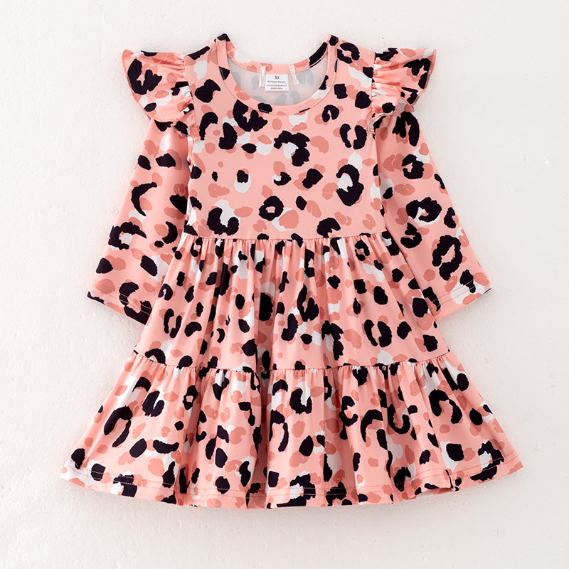 （In Stock Q13-3-2）Girls Fall Leopard Print Dress