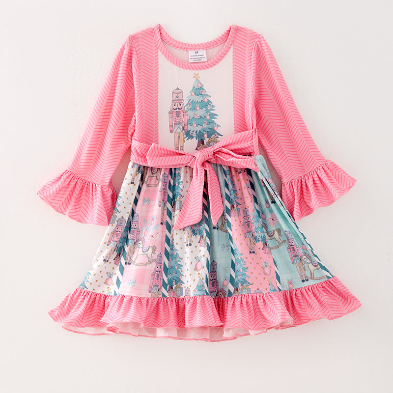 （In Stock G27-1-2）Girls Christmas Nutcracker Print Dress